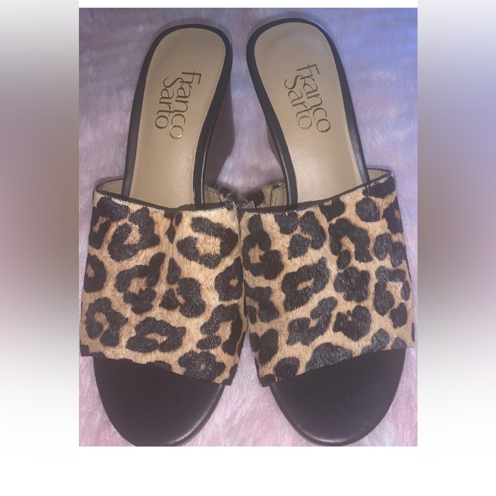 Franco Sarto Brown Black Wedge Sandals